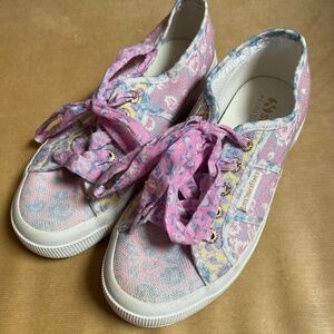 Superga x LoveShackFancy Classic Lace Up Sneakers Shoes Rose Floral Size 36 6